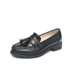 Elegante loafers met kwastjes in echt leer voor dames, Zwart