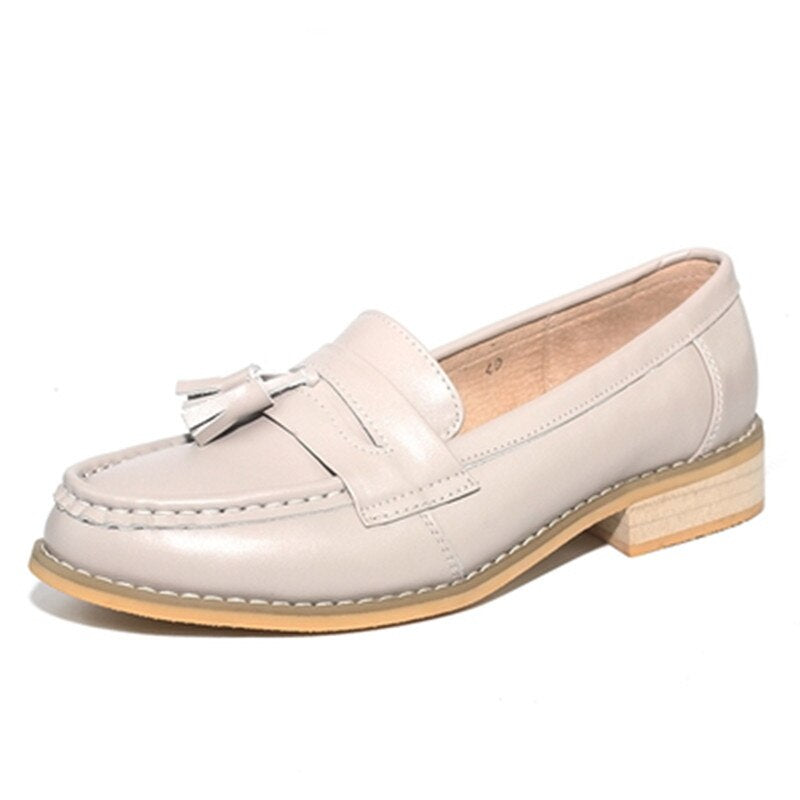 Elegante loafers met kwastjes in echt leer voor dames