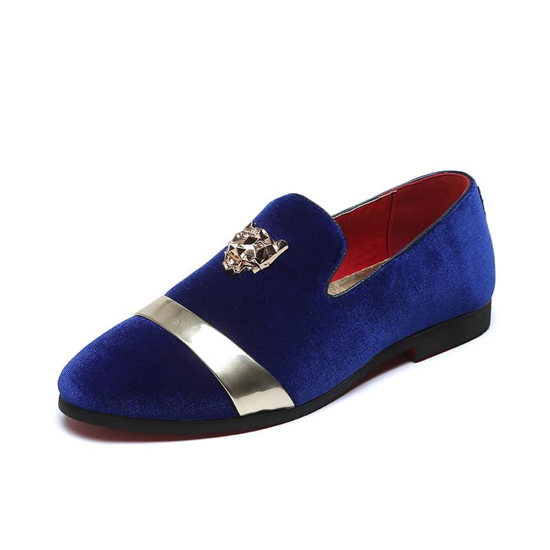 Bruiloft loafers in fluweel met tijgerembleem
