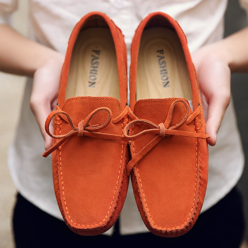 Gekleurde effen suède loafers voor heren