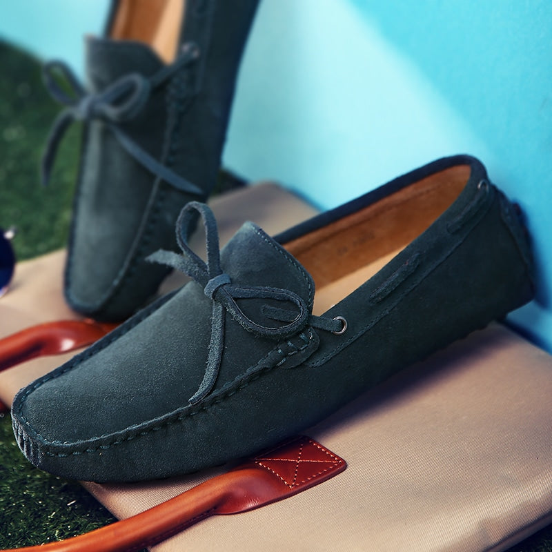 Gekleurde effen suède loafers voor heren