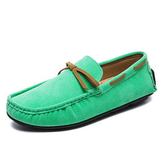 Kleurrijke instap bootvormige loafers met suède-effect voor heren, Groen