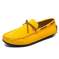 Kleurrijke instap bootvormige loafers met suède-effect voor heren, Geel