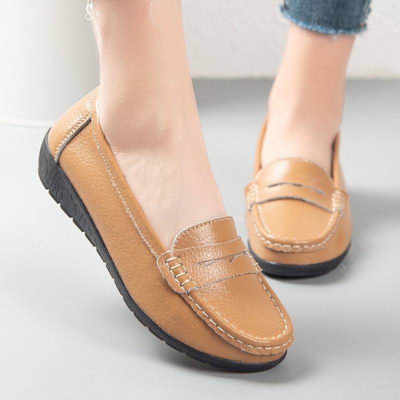 Instap loafers van leer voor dames