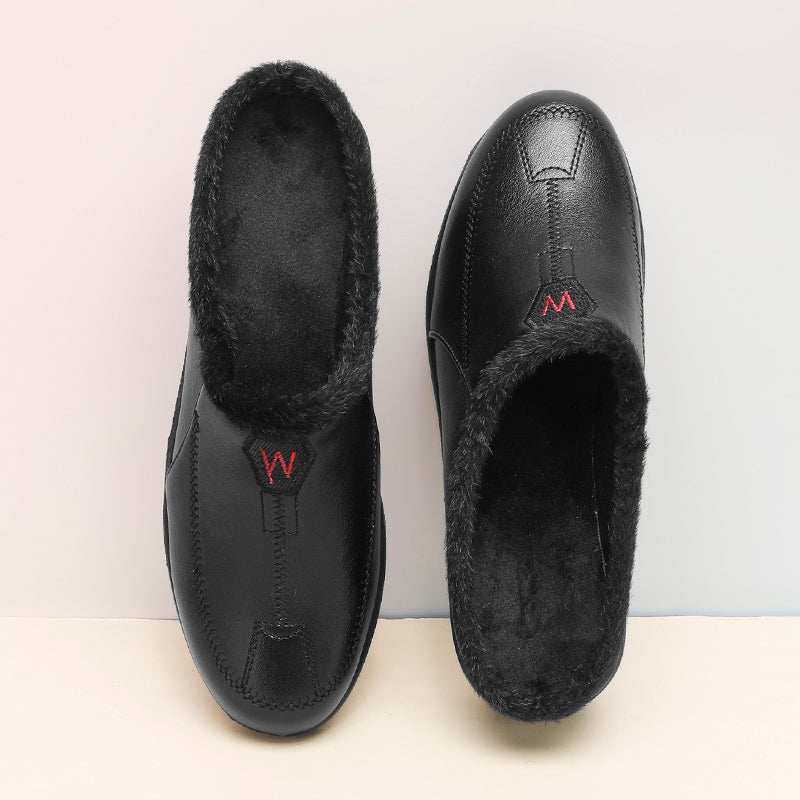Gevoerde mocassins met sleehak instappers voor dames