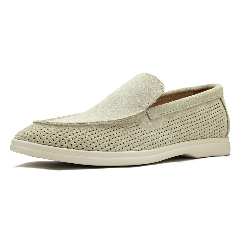 Donkergroene mocassin met witte zool, achterkant