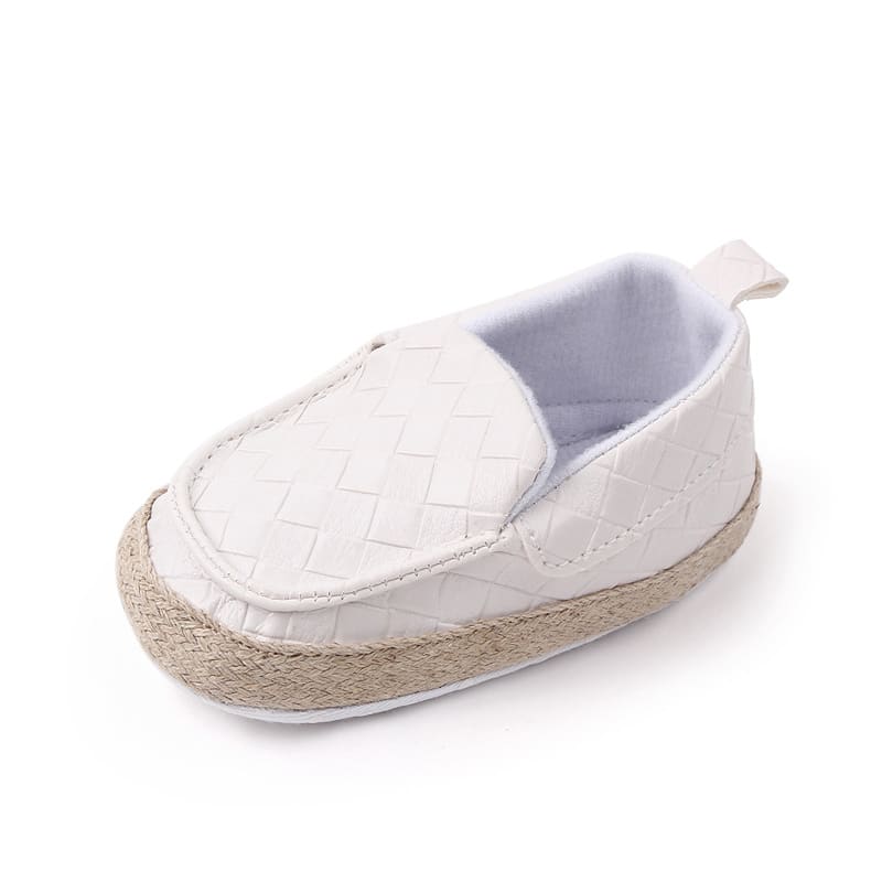 Mocassins met gevlochten leereffect en touw voor babyjongens
