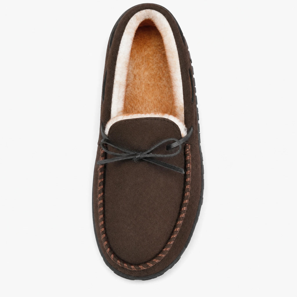 Gevoerde heren mocassins bruin, zijaanzicht
