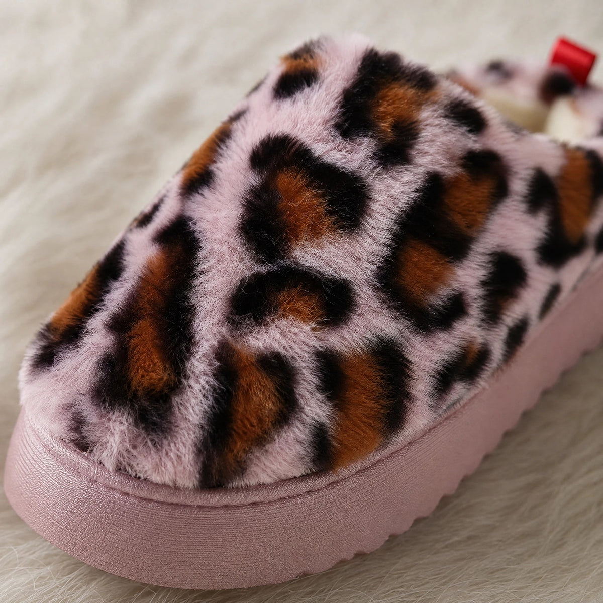 Roze luipaard muilmocassin met plateauzool Afbeelding