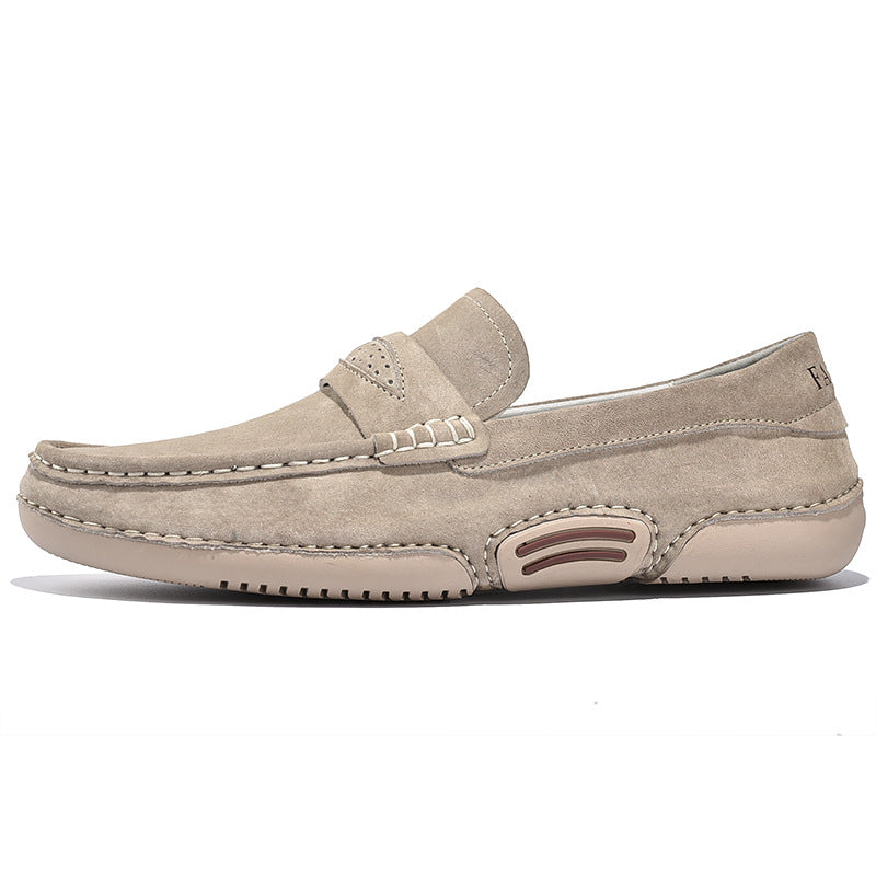 Beige suède loafers casual voor heren