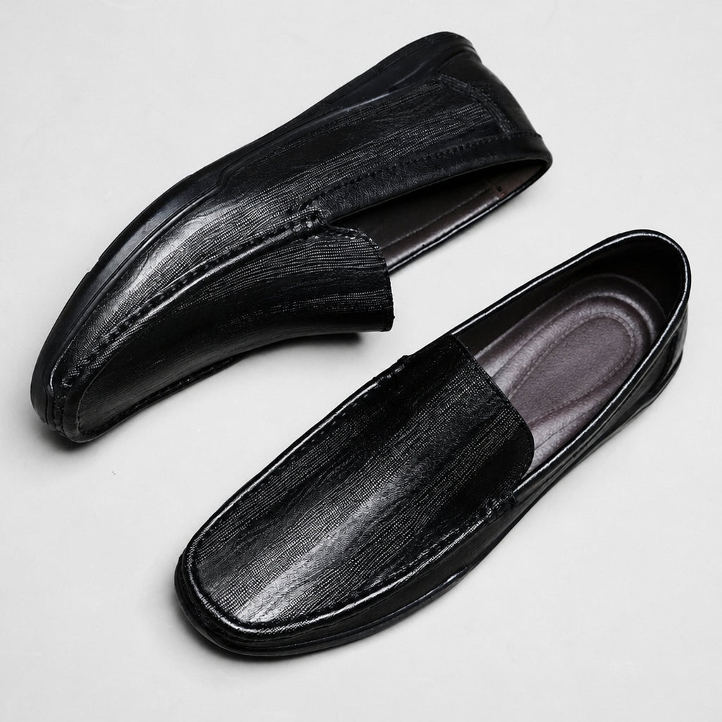 Herenloafer van glad leer in zwart