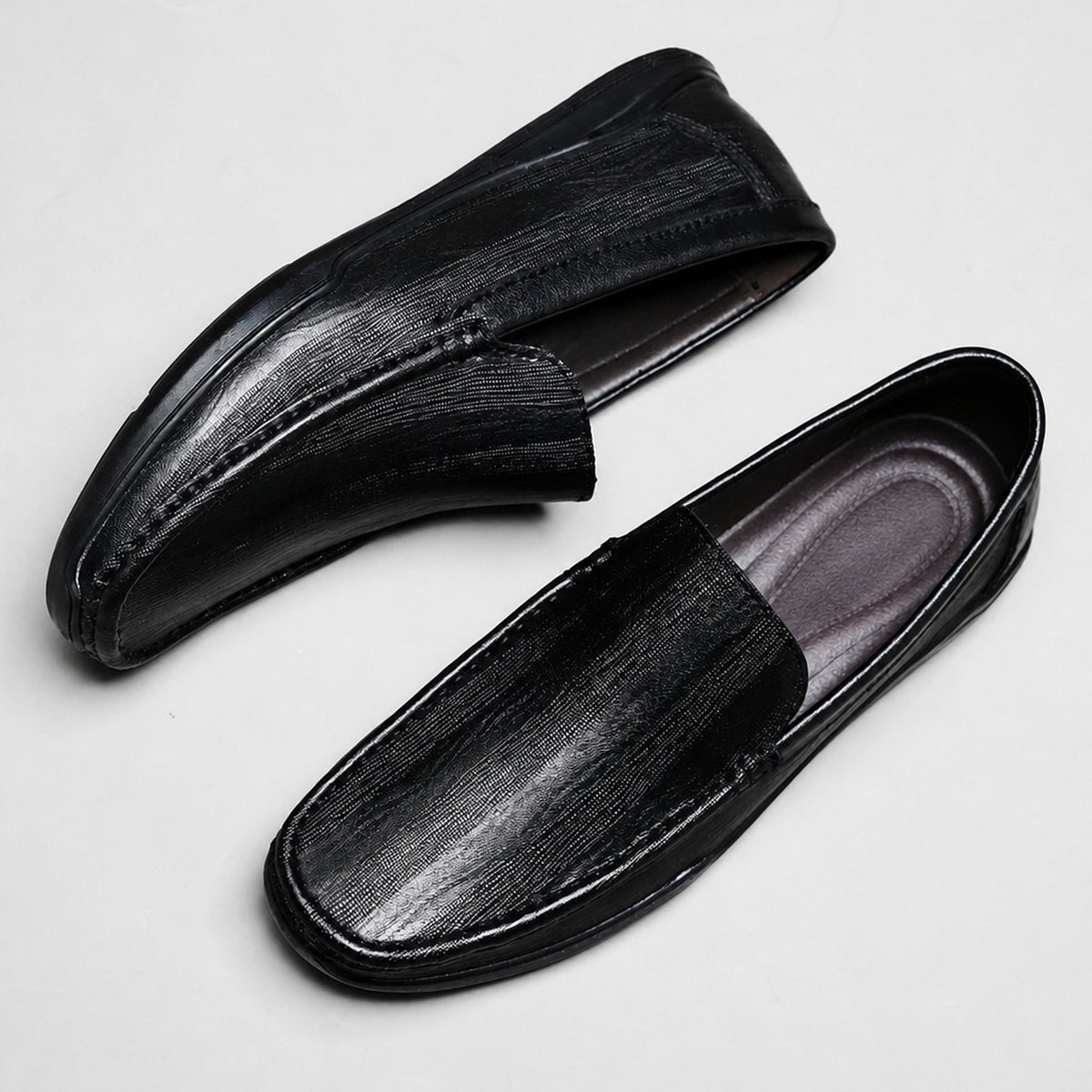 Herenloafer van glad leer in zwart