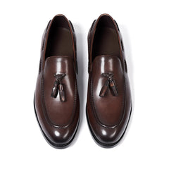 Heren loafer met kwastjes en decoratieve franjes, Bruin