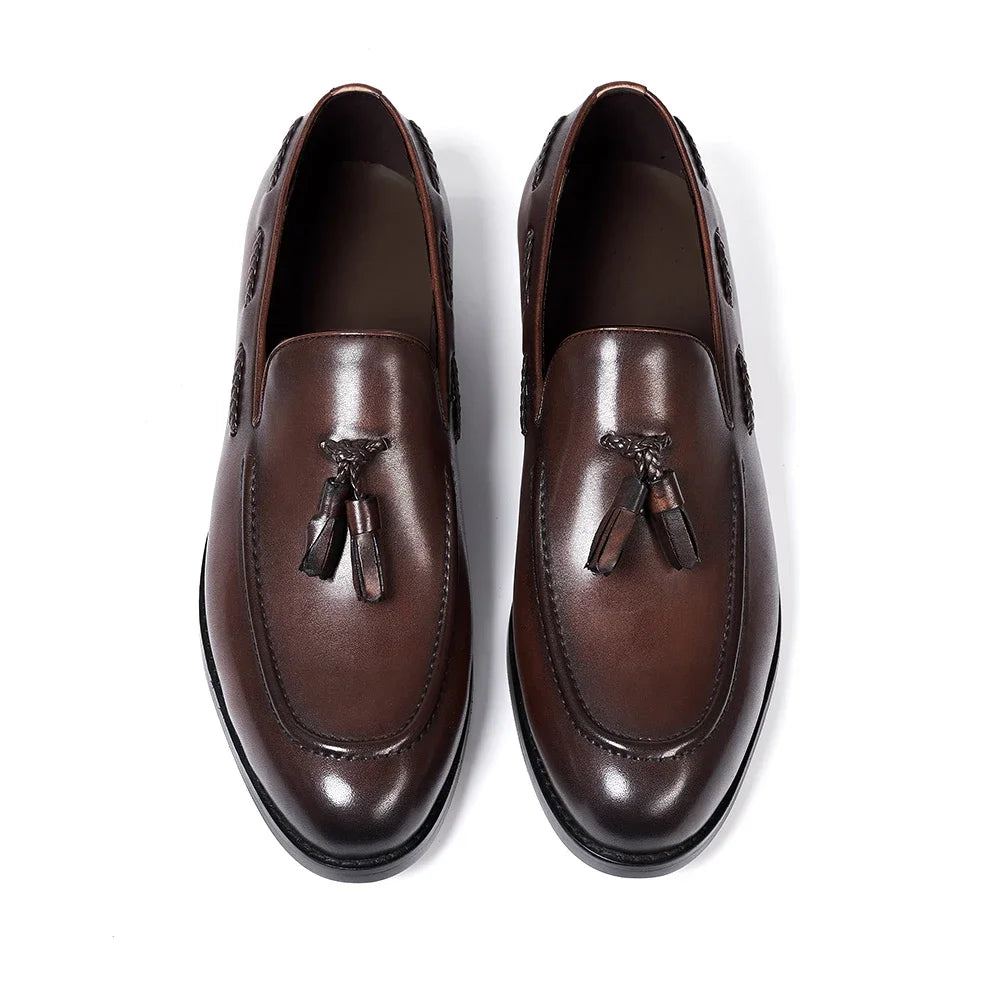 Heren loafer met kwastjes en decoratieve franjes - bruin, foto 3