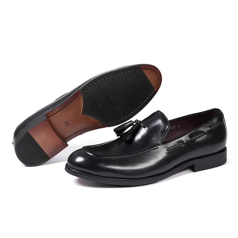 Heren loafer met kwastjes en decoratieve franjes - zwart, foto 4
