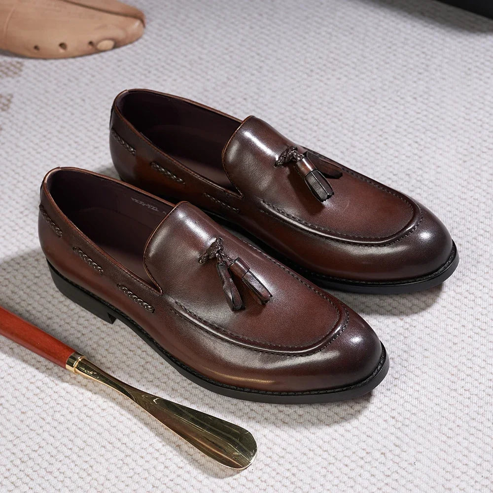 Heren loafer met kwastjes en decoratieve franjes - zwart, foto 6
