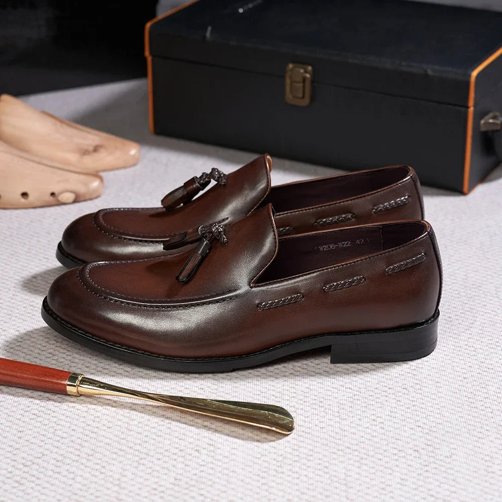 Heren loafer met kwastjes en decoratieve franjes - zwart, foto 8