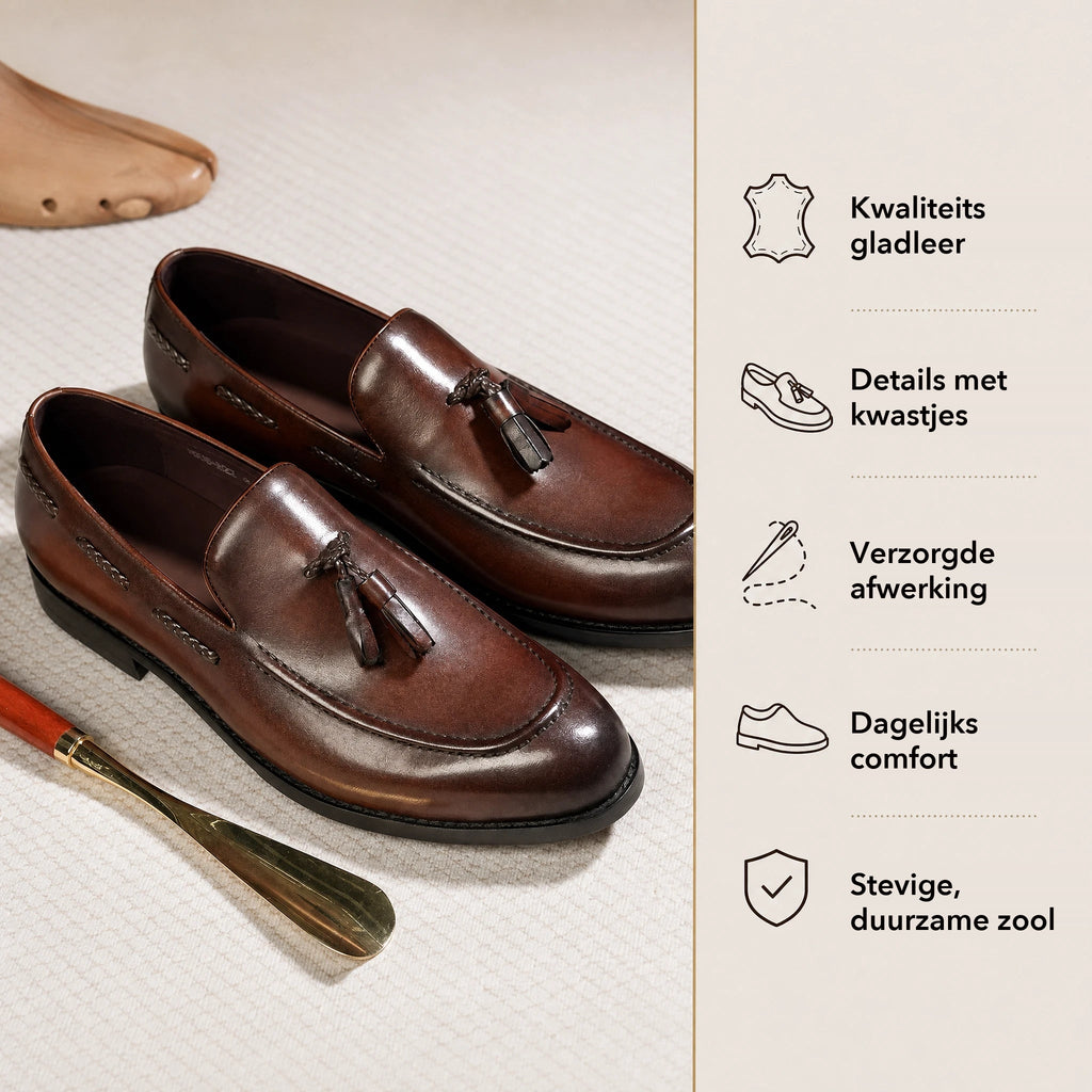 Heren loafer met kwastjes en decoratieve franjes - bruin, foto 5
