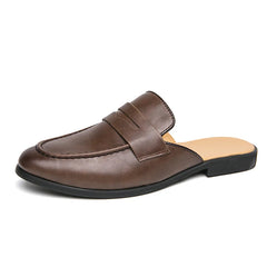 Open heren loafer-muilen met glad bovenwerk, Bruin