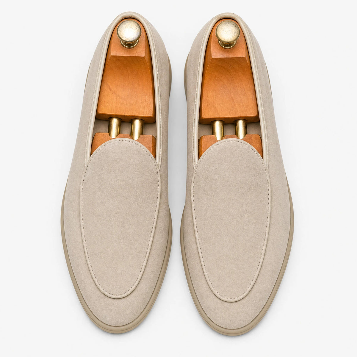 Heren loafer in imitatiesuède in crème, voorkant
