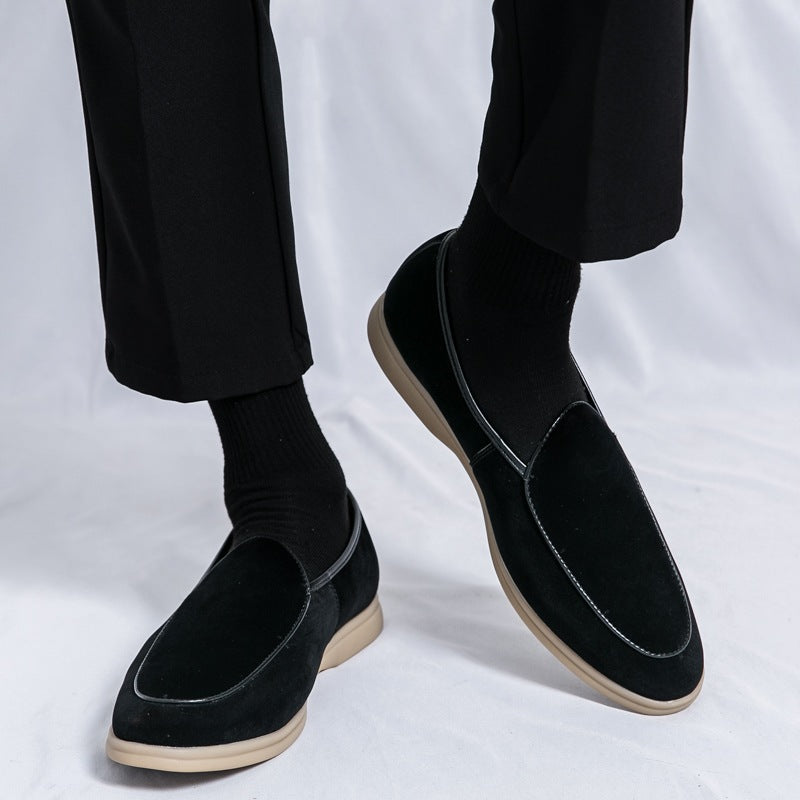 Heren loafer in imitatiesuède in crème, voorkant