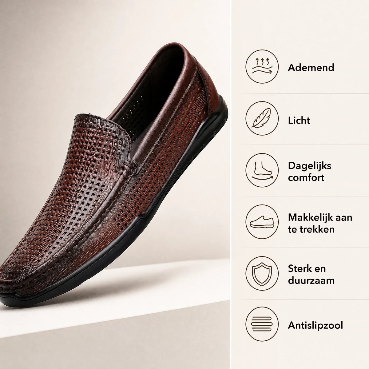 Open herenloafer in bruin