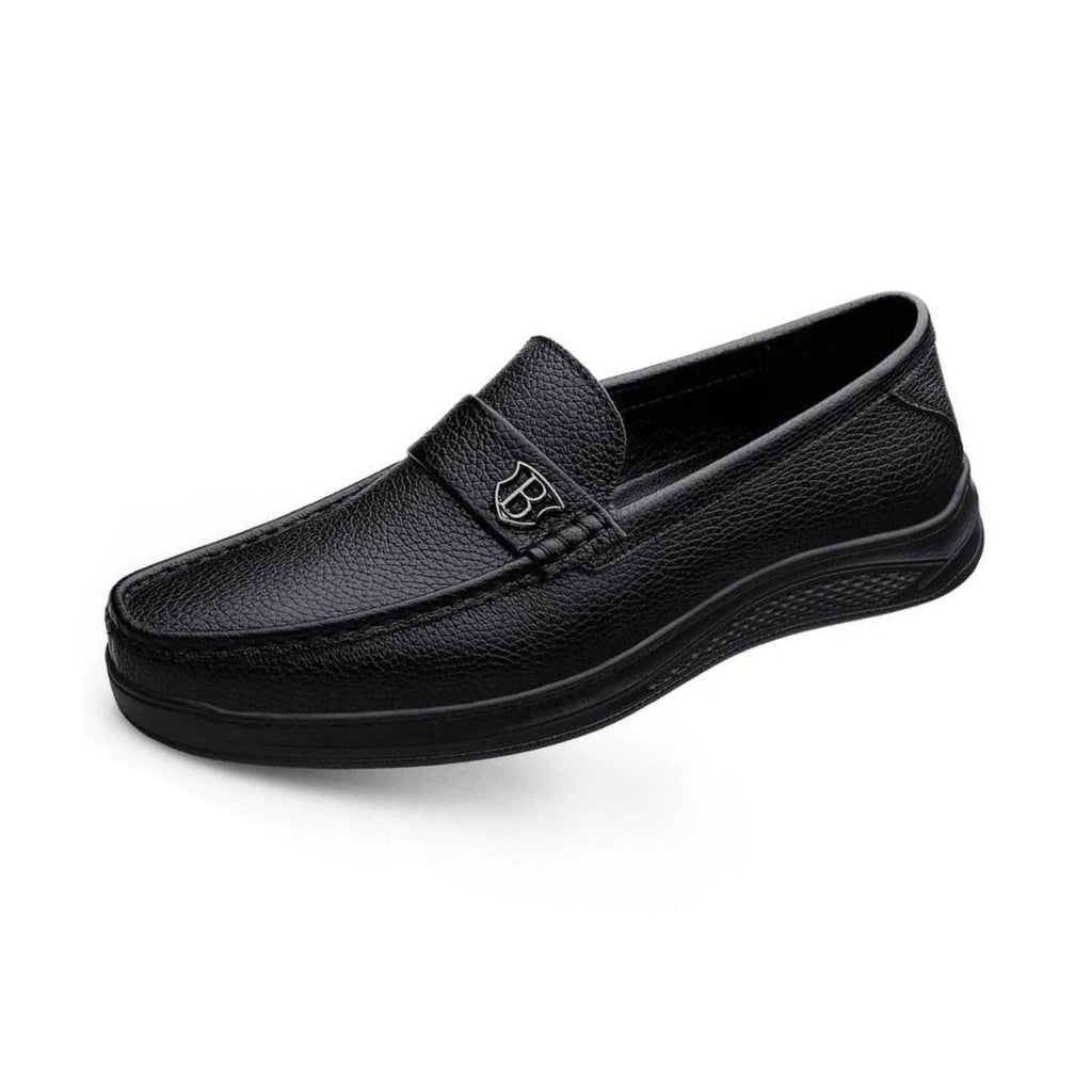 Zwarte heren mocassin, bovenaanzicht