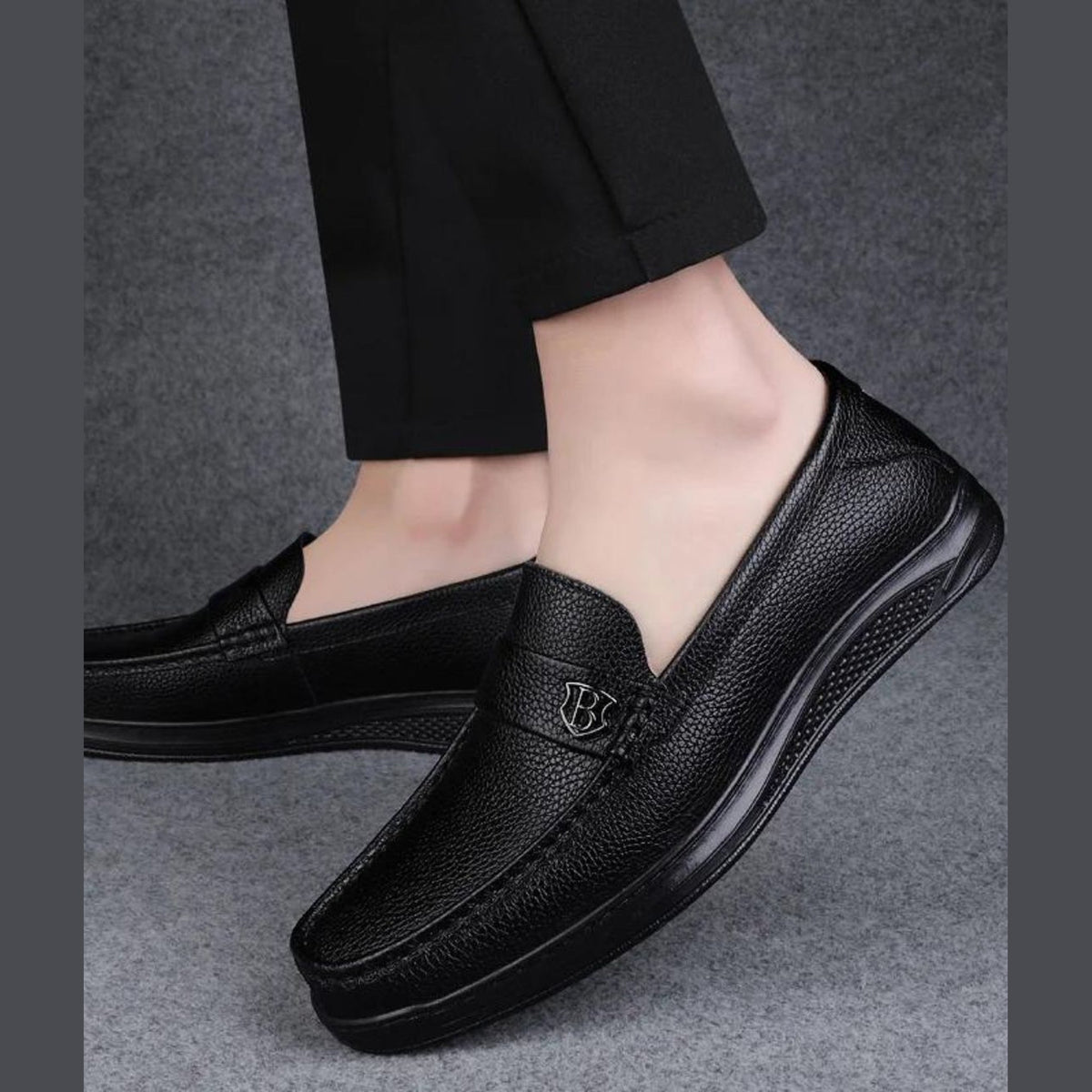 Heren mocassin met dikke zool gedragen