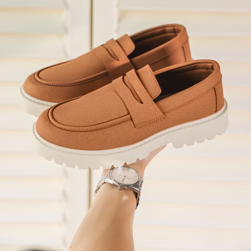 Camel heren mocassin met profielzool, voorkant