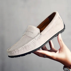 Heren loafer met profielzool in penny-stijl, Lichtgrijs