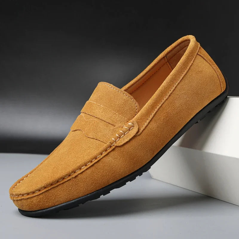 Suède heren rijloafers met profielzool in penny-stijl - zwart, foto 2