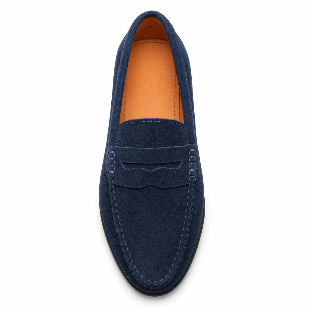 Suède heren rijloafers met profielzool in penny-stijl - nachtblauw, foto 6