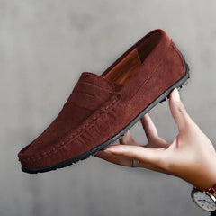 Heren loafer met profielzool in penny-stijl, Bruin