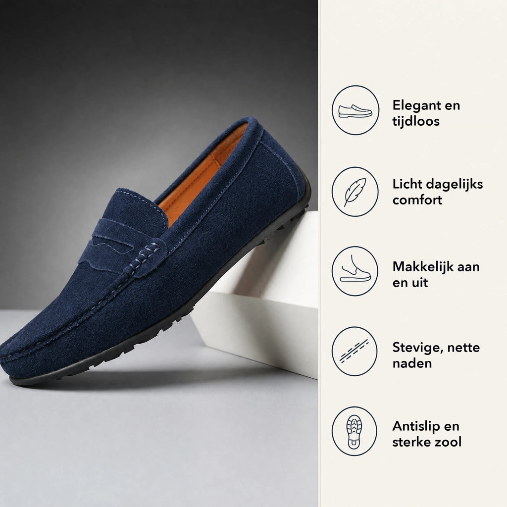 Suède heren rijloafers met profielzool in penny-stijl - camel, foto 4