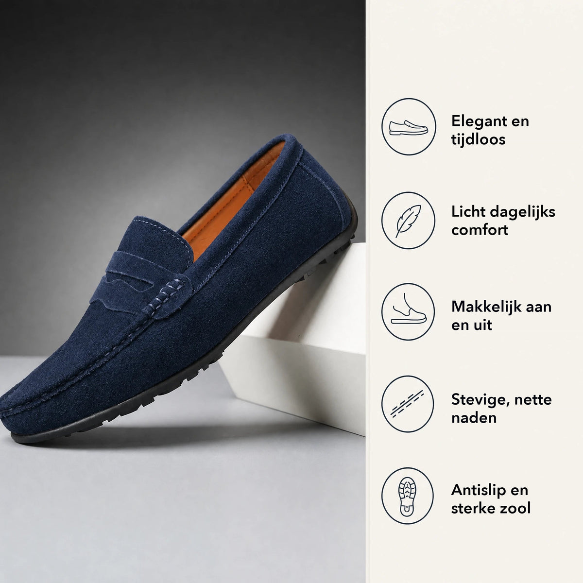 Suède heren rijloafers met profielzool in penny-stijl - camel, foto 4