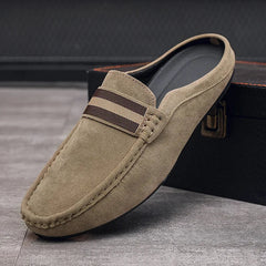 Loafer-muil voor heren met gestreepte band, om aan te schuiven, Beige