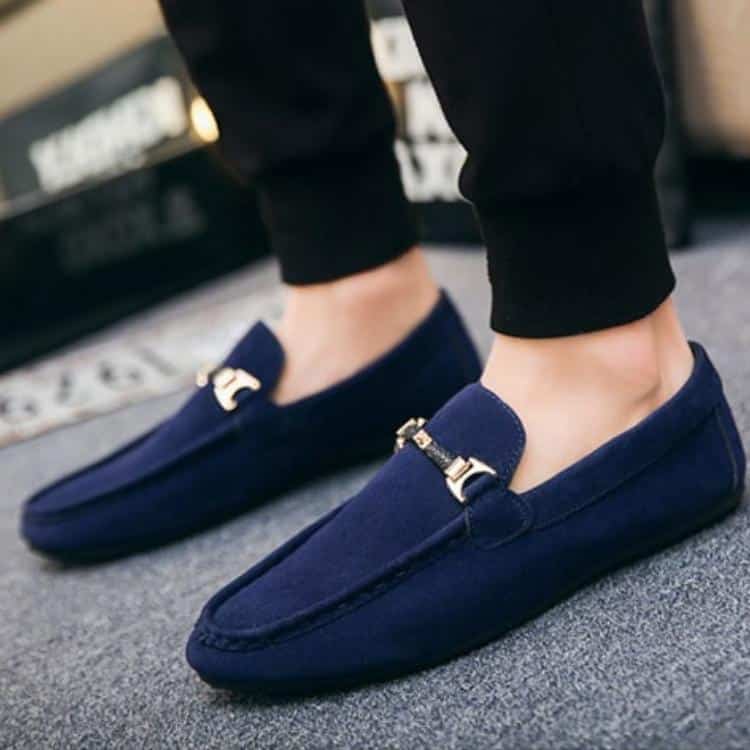 Suède loafers met gesp voor heren
