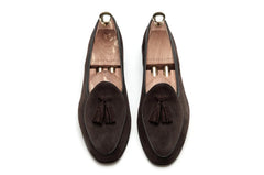 Heren loafers met kwastjes in echt suède, Bruin
