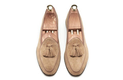 Heren loafers met kwastjes in echt suède, Beige