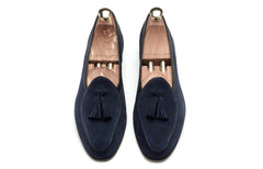 Heren loafers met kwastjes in echt suède, Blauw