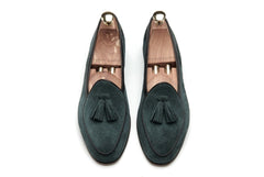 Heren loafers met kwastjes in echt suède, Groen
