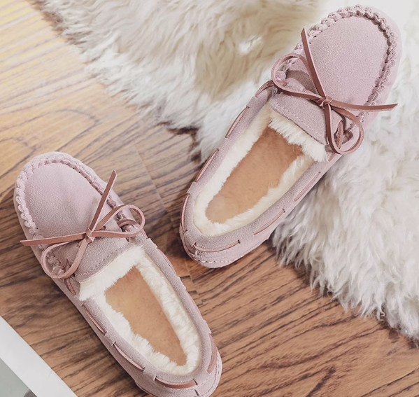 Gevoerde suède loafers