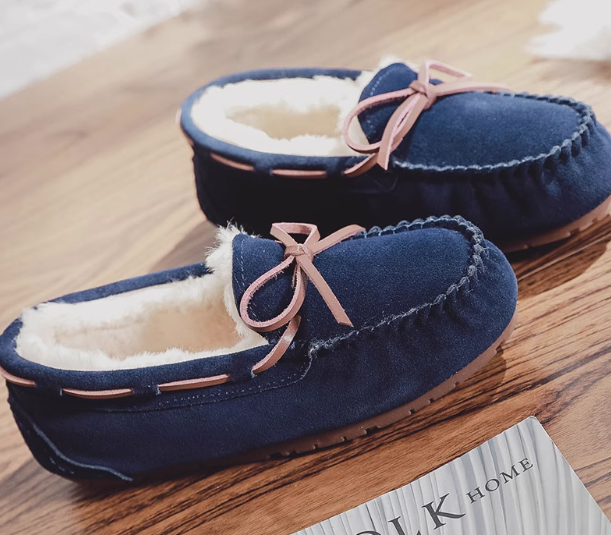 Gevoerde suède loafers