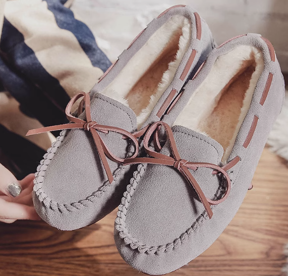 Gevoerde suède loafers