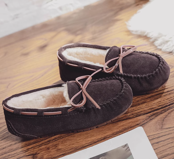 Gevoerde suède loafers