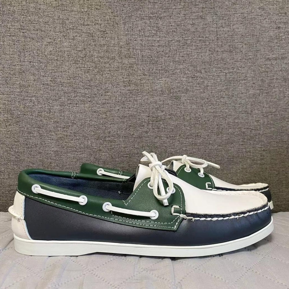 Trendy driekleurige bootmocassins voor heren