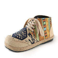 Indiase loafers in canvas, Blauw