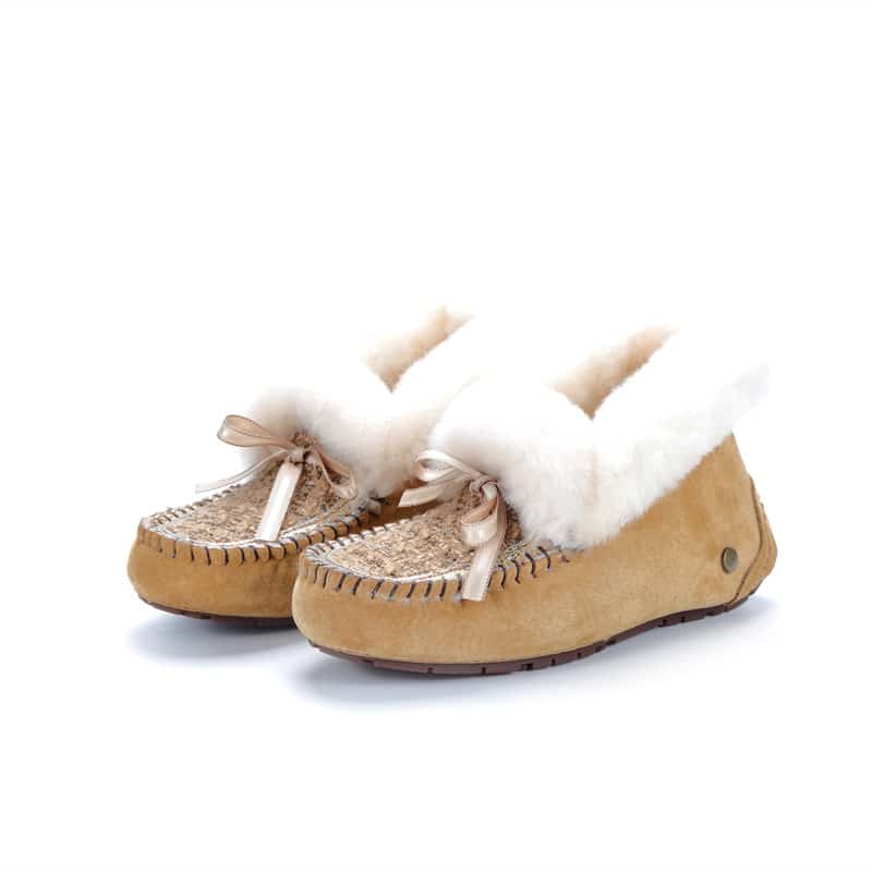 Gevoerde suède Indian mocassins met tweed schacht