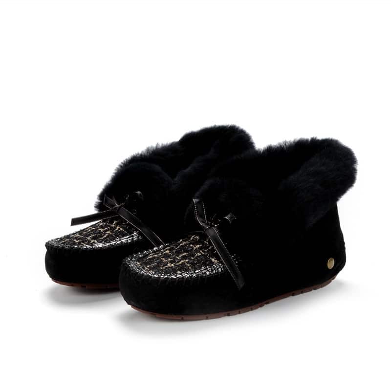 Gevoerde suède Indian mocassins met tweed schacht