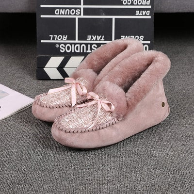 Gevoerde suède Indian mocassins met tweed schacht